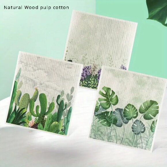 NEW Set of 3 Swedish Dishcloths, Cactus, Lavender, Plant - Reusable, Sustainable - Picture 5 of 6